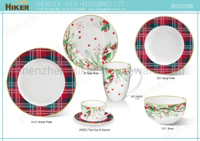 Red Classic Porcelain Dinnerware Set Winterberries Dinner Plate