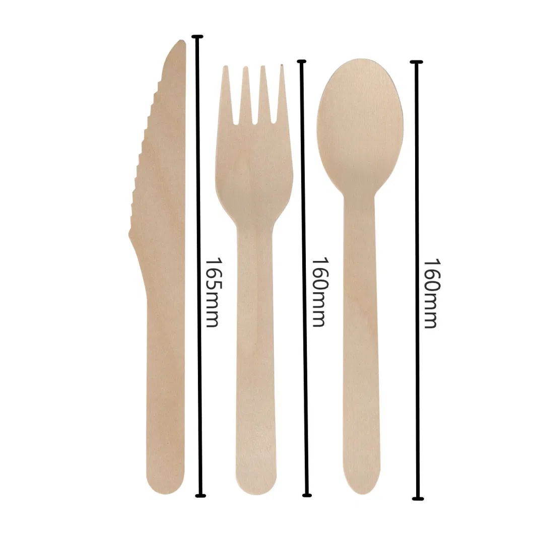 Eco Friendly Factory Customized Disposable Wooden Cutlery Knife Fork Spoon