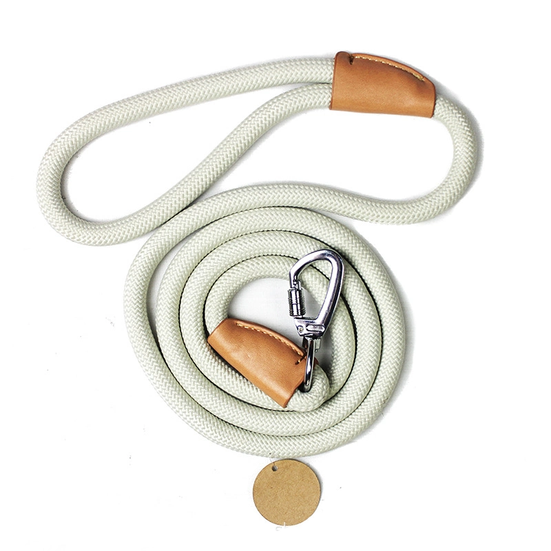 Pet Dog Slip Leash Dog Leash Mountain Climbing Rope Dog Leash Reinforced with Leather Tailor Connection Heavy Duty Silver Clasp