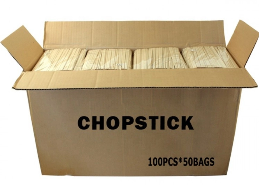 Natural Bamboo Disposable Round Chopsticks with Paper Package