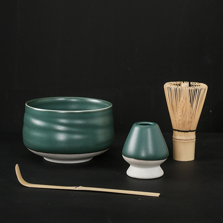 Generic Matcha Tea Set Blue Waves Design Ceramic Handmade Japanese Matcha Bowl Whisk Matcha Set