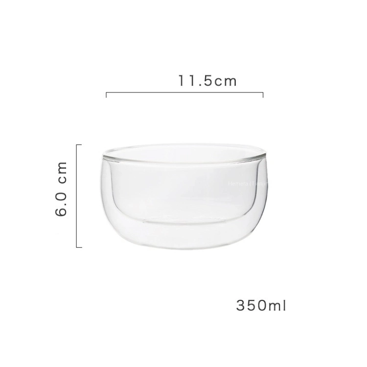 Wholesale Simple Style Double Wall Glass Bowl Original Salad Bowl Matcha Tea Glass Bowl