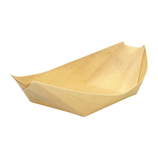 Hot Sale Sushi Boat Wooden Aspen Pine Wood Eco Friendly Wooden Boat for Cookie Dessert Sushi Roll