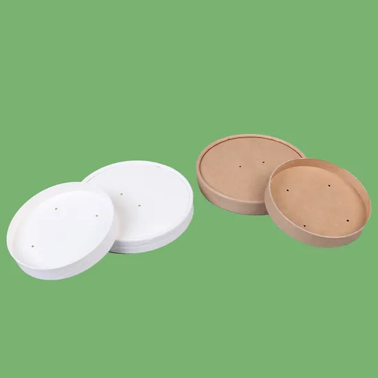 Kraft Paper Sushi Salad Bowl with Pet Plastic Cover 