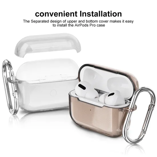 High Quality Clear Transparent Soft TPU Skin Case Protective Cover for Apple Airpods PRO Case Air Pods Case Keychain 
