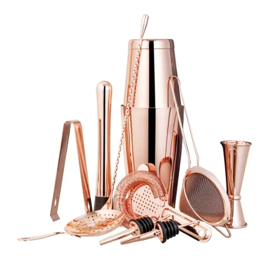 Bar Set Bartender Kit Luxury Rose Gold Stainless Steel Cocktail Set Cocktail Shaker Jiggers Bartending Bar Tools 