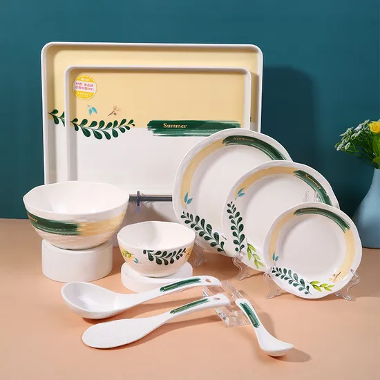 Melamine Dinnerware Set Bowl Romantic 100% Melamine Plate Home Bowl 