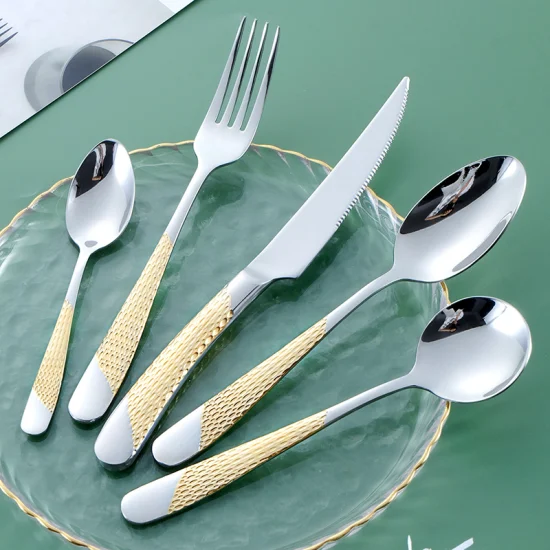 High Grade Luxury Dinnerware Stainless Steel Gold Plated Cutlery Set