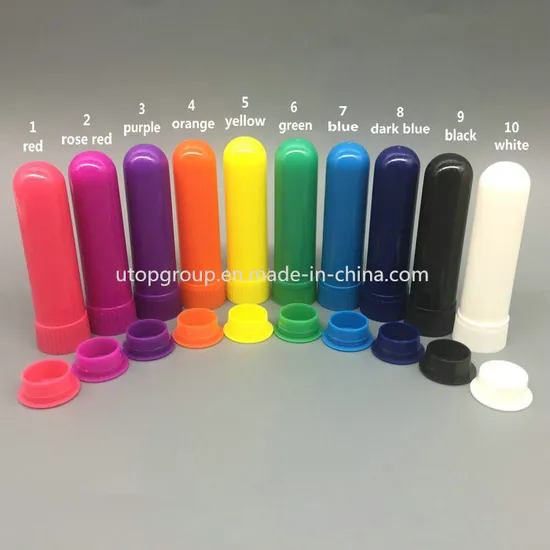 Wholesale Colored Plastic Blank Nasal Inhalers Stick for Essential Oil Aromatherapy Inhaler Nasal Inhaler Tube with Cotton Wicks 