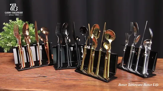Hot Selling Durable Mirror Polish Stainless Steel Flatware Set with Plastic Handles 
