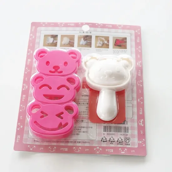 Plastic Cute Animal Bear Shape Riceball Molds Embossing Moulds Onigiri Bento Sushi Tool for Kids 
